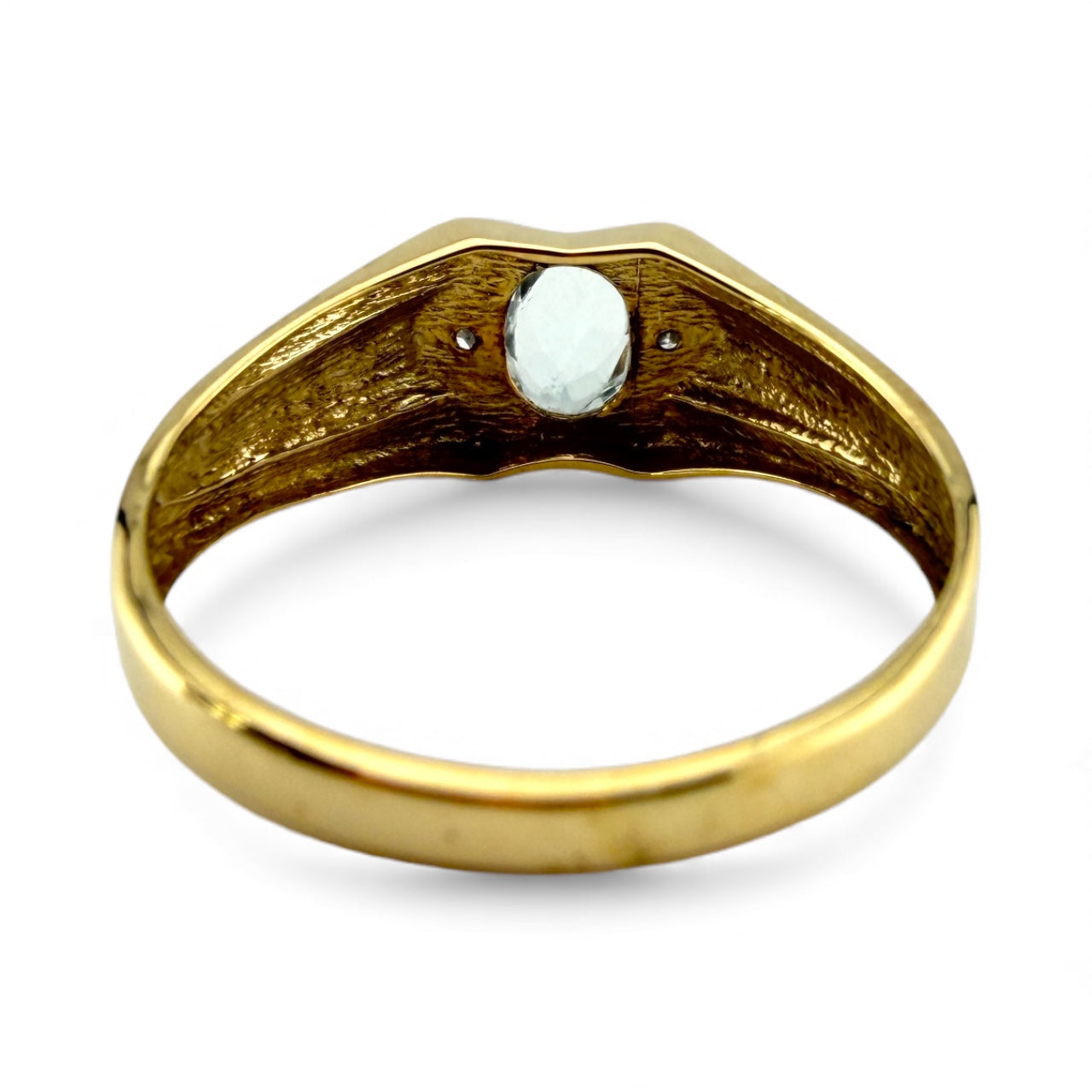 Yellow 10K Aquamarine & Diamond Ring