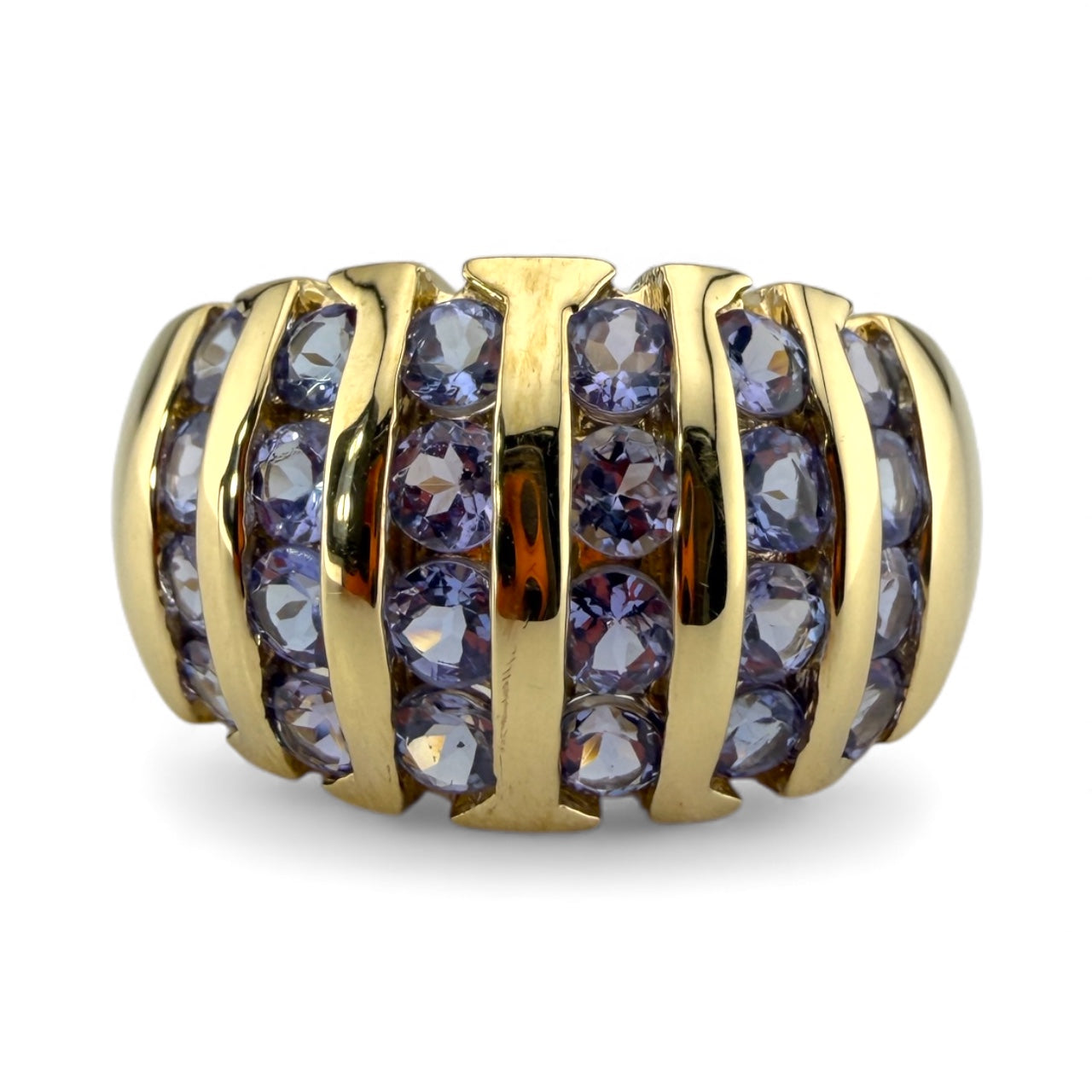 Yellow 10K Multi-Tanzanite Ring