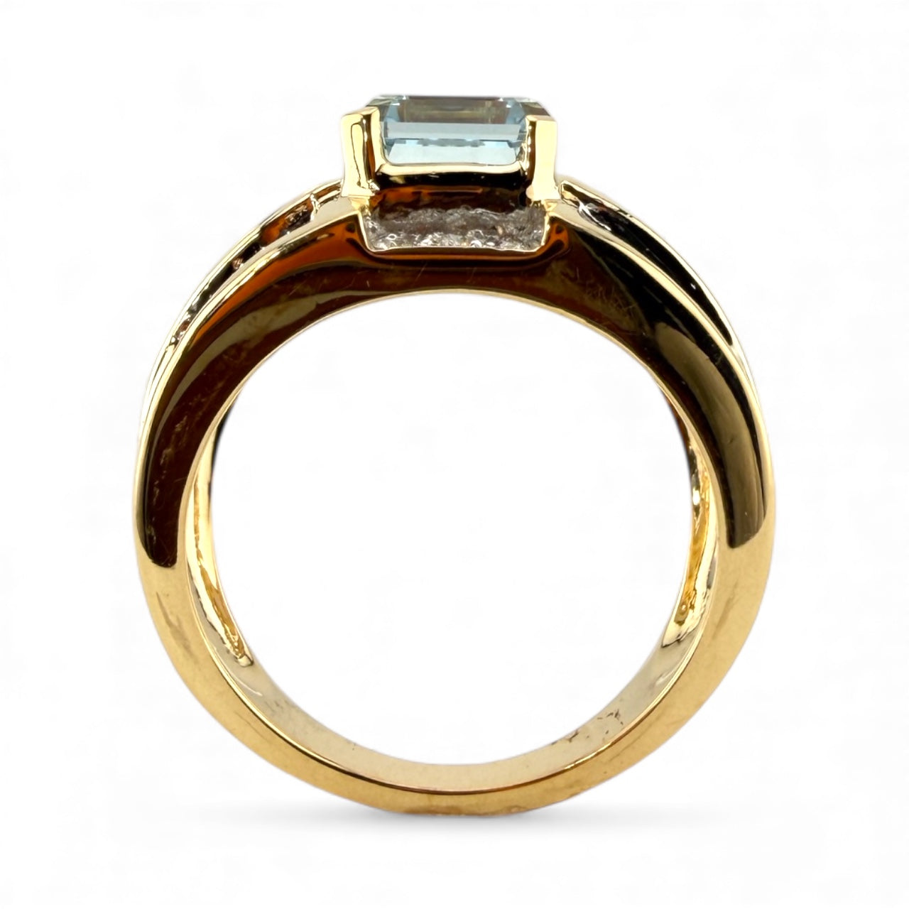 Yellow 14K Blue Topaz & .35 CTW Diamond Ring