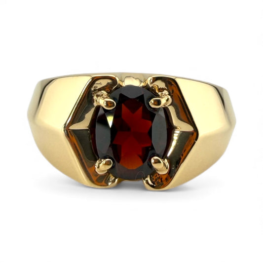 Yellow 14K Garnet Ring