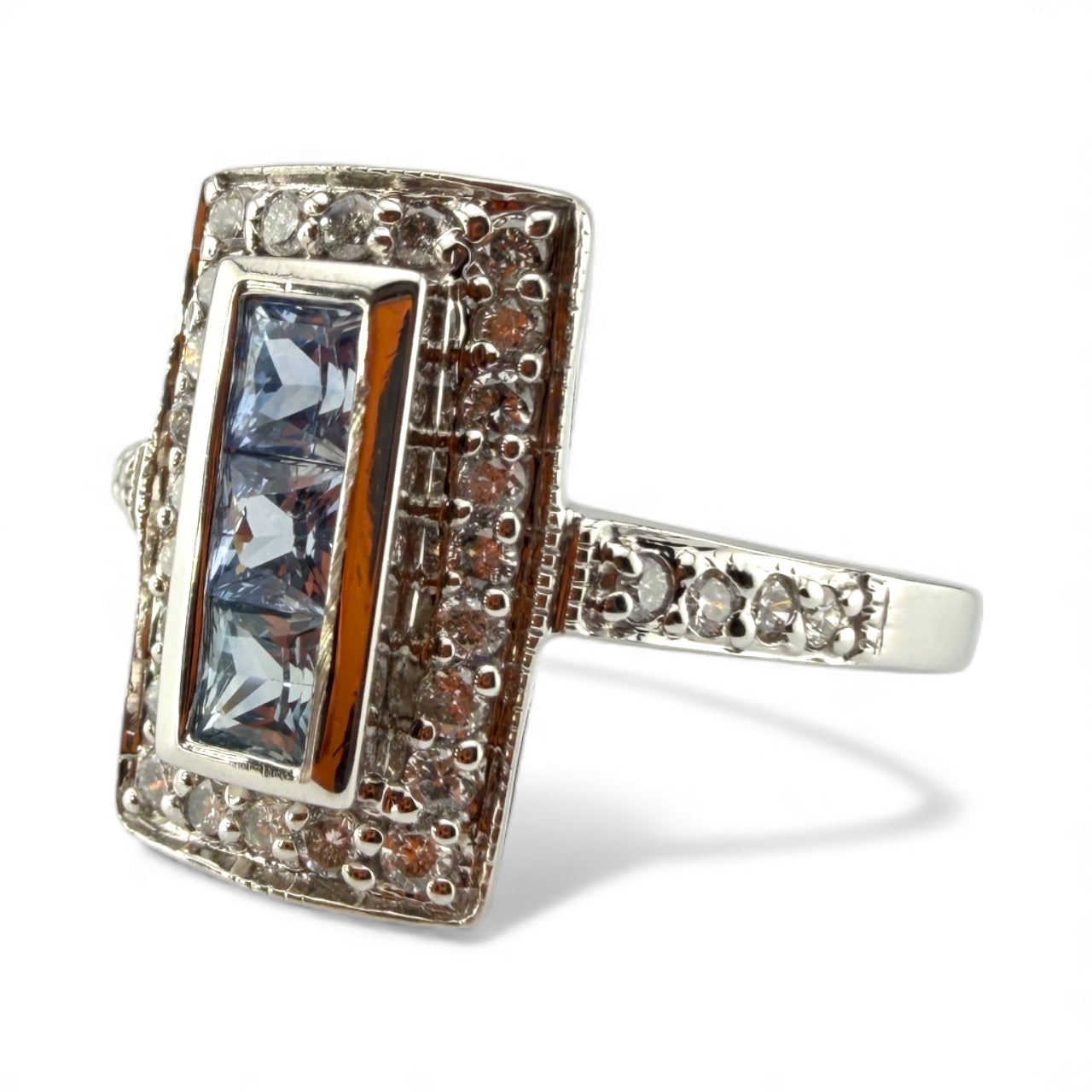 White 14K .40CTW Tanzanite & .25CTW Diamond Ring