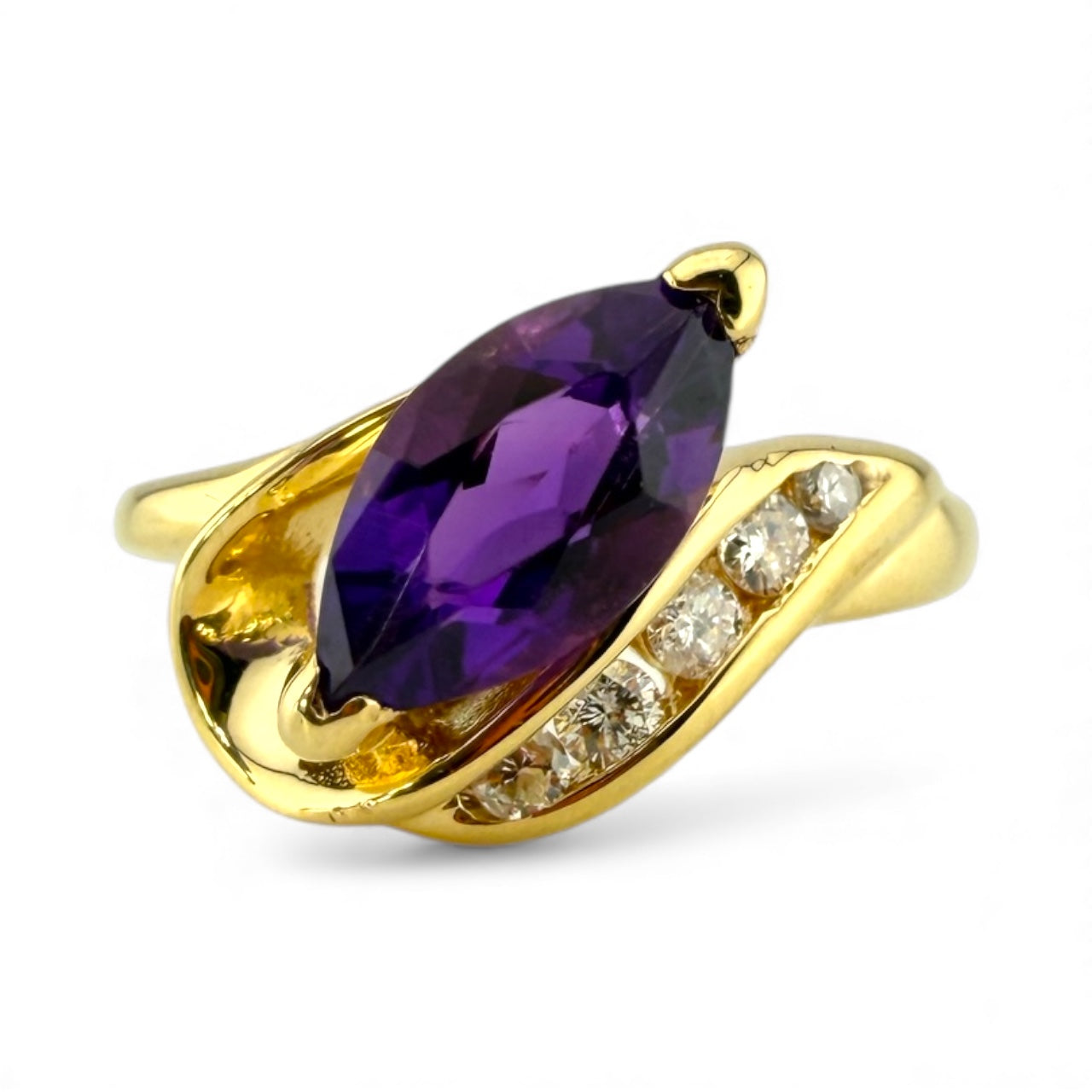 Yellow 14K Amethyst & .13CTW Diamond Ring