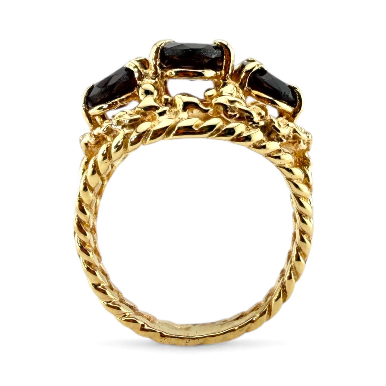 Yellow 14K 3-Stone Garnet Ring