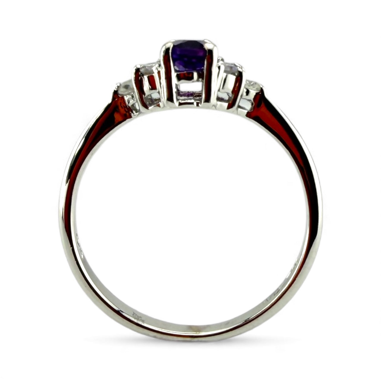 White 18K Amethyst & Diamond Ring