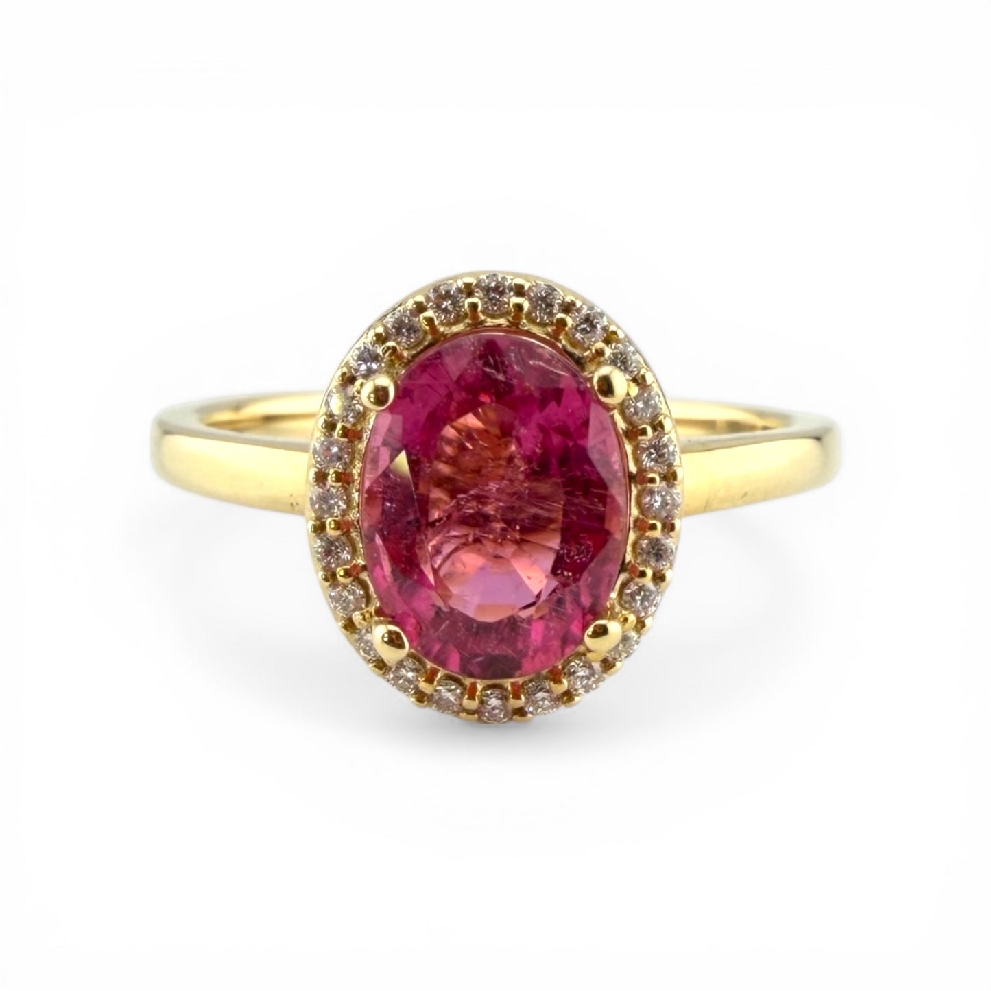 Y14K 1.35CT Tourmaline & .12CTW Diamond Ring