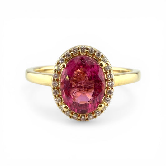 Y14K 1.35CT Tourmaline & .12CTW Diamond Ring
