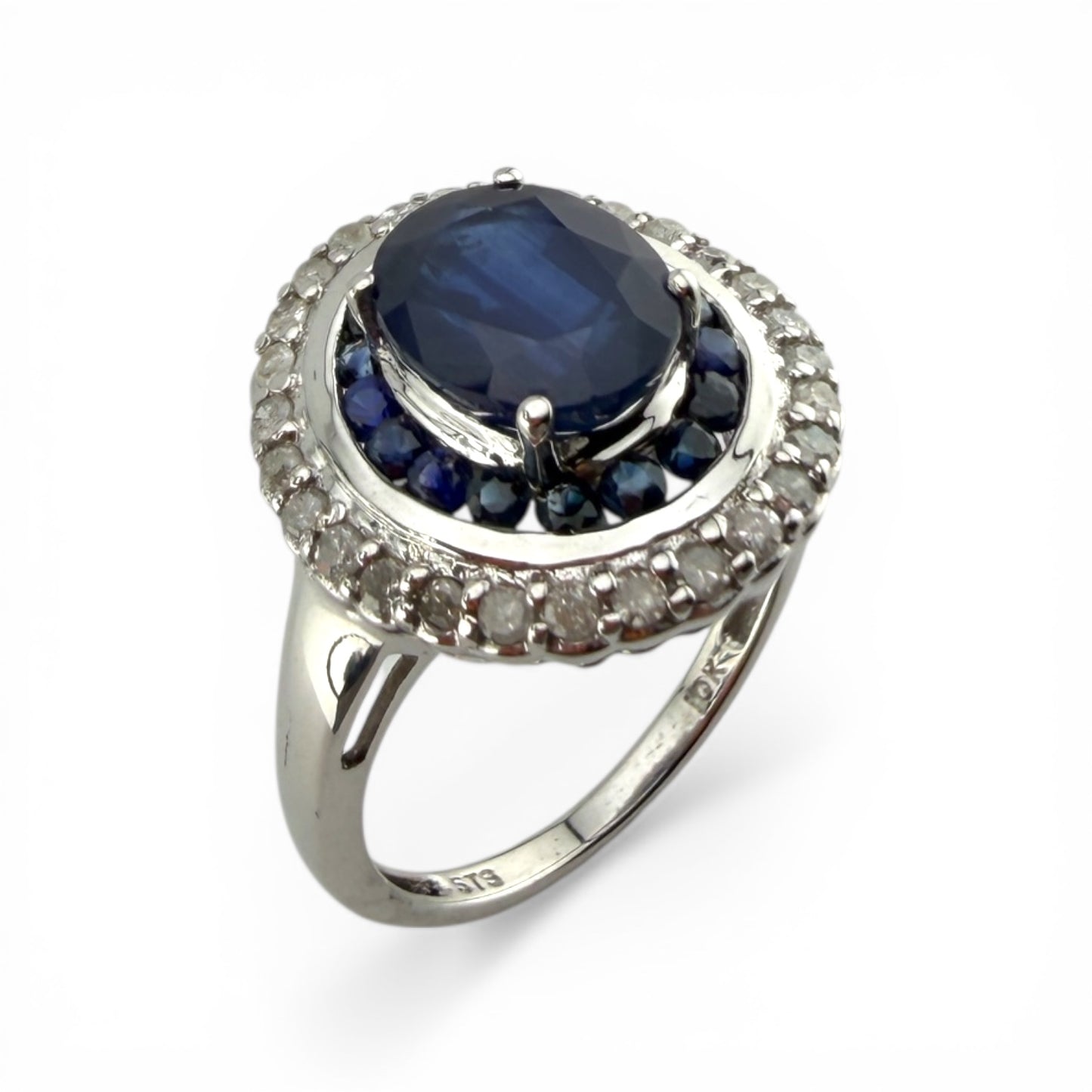 White 10K Sapphire & .56CTW Diamond Ring