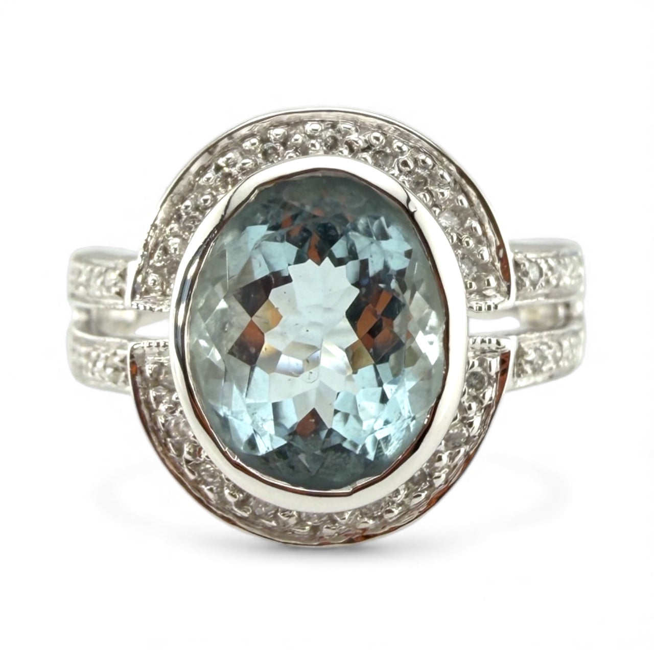 White 14K Aquamarine .17CTW Diamond Ring