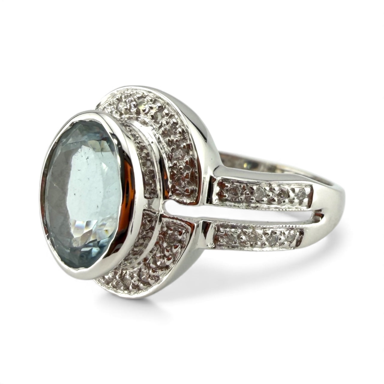 White 14K Aquamarine .17CTW Diamond Ring