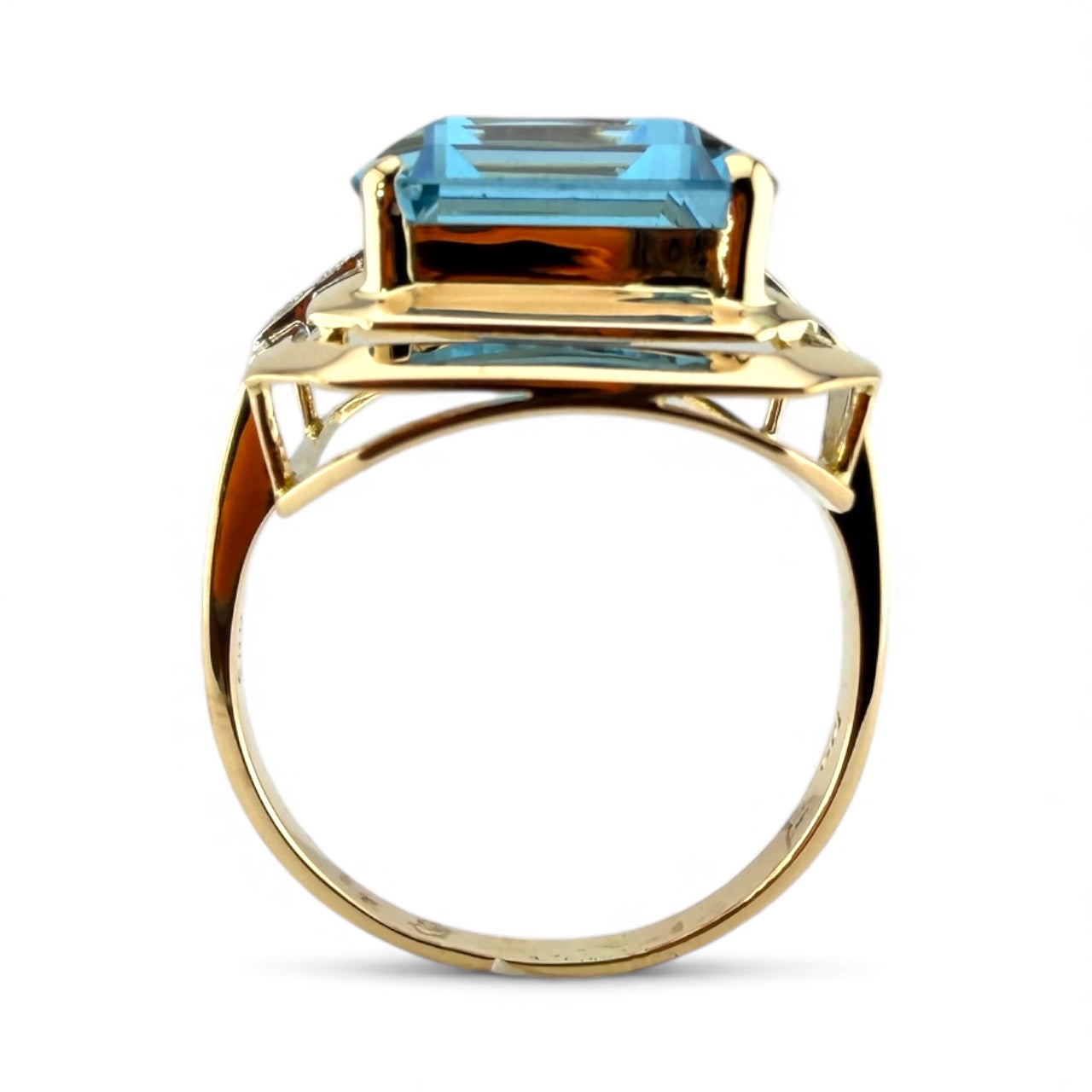 Yellow 14K Blue Topaz & .12CTW Diamond Ring