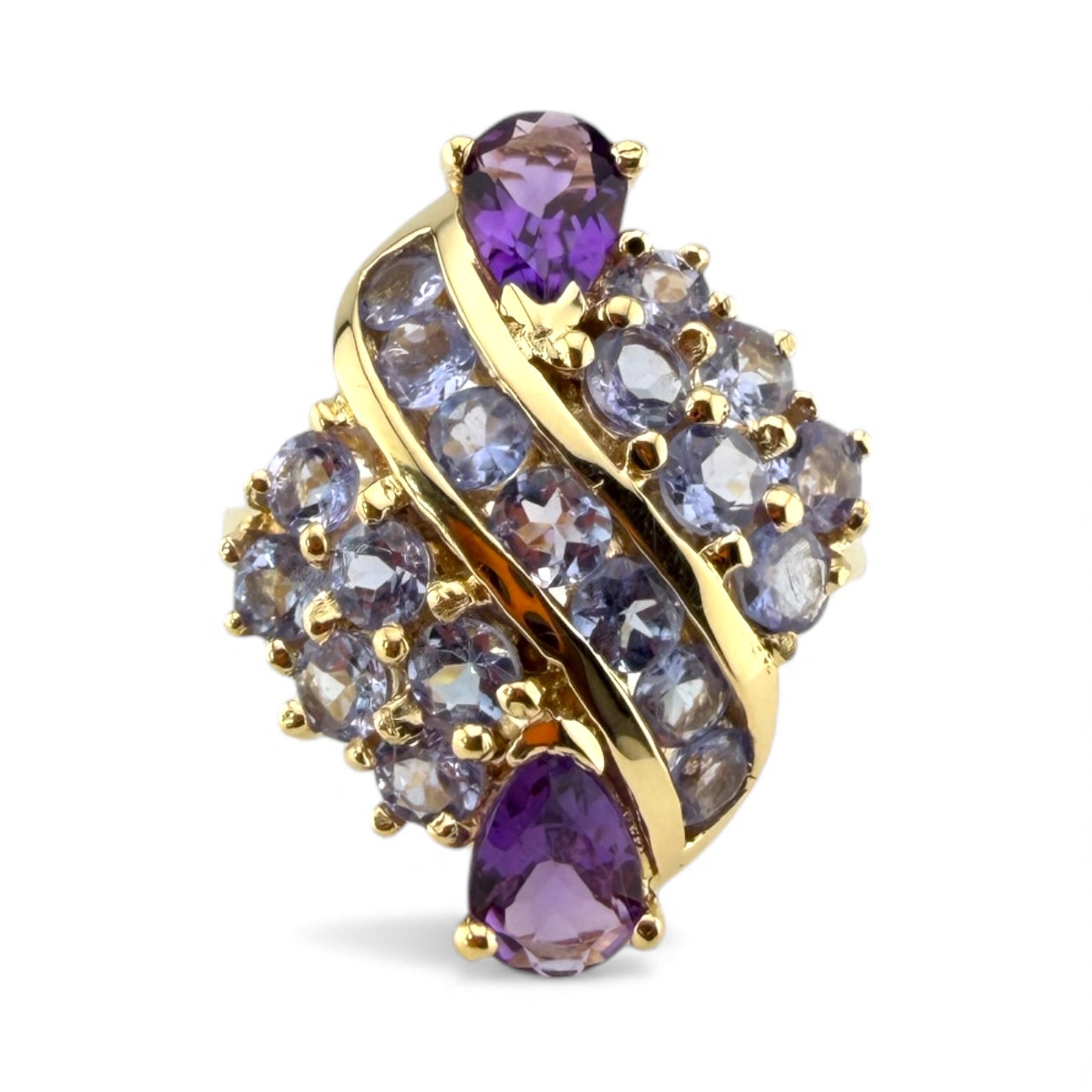 Yellow 14K Amethyst & Tanzanite Ring