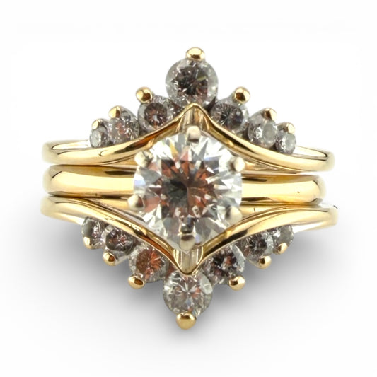 Yellow 14K 1.09CT & .60CTW Diamond Wedding Set