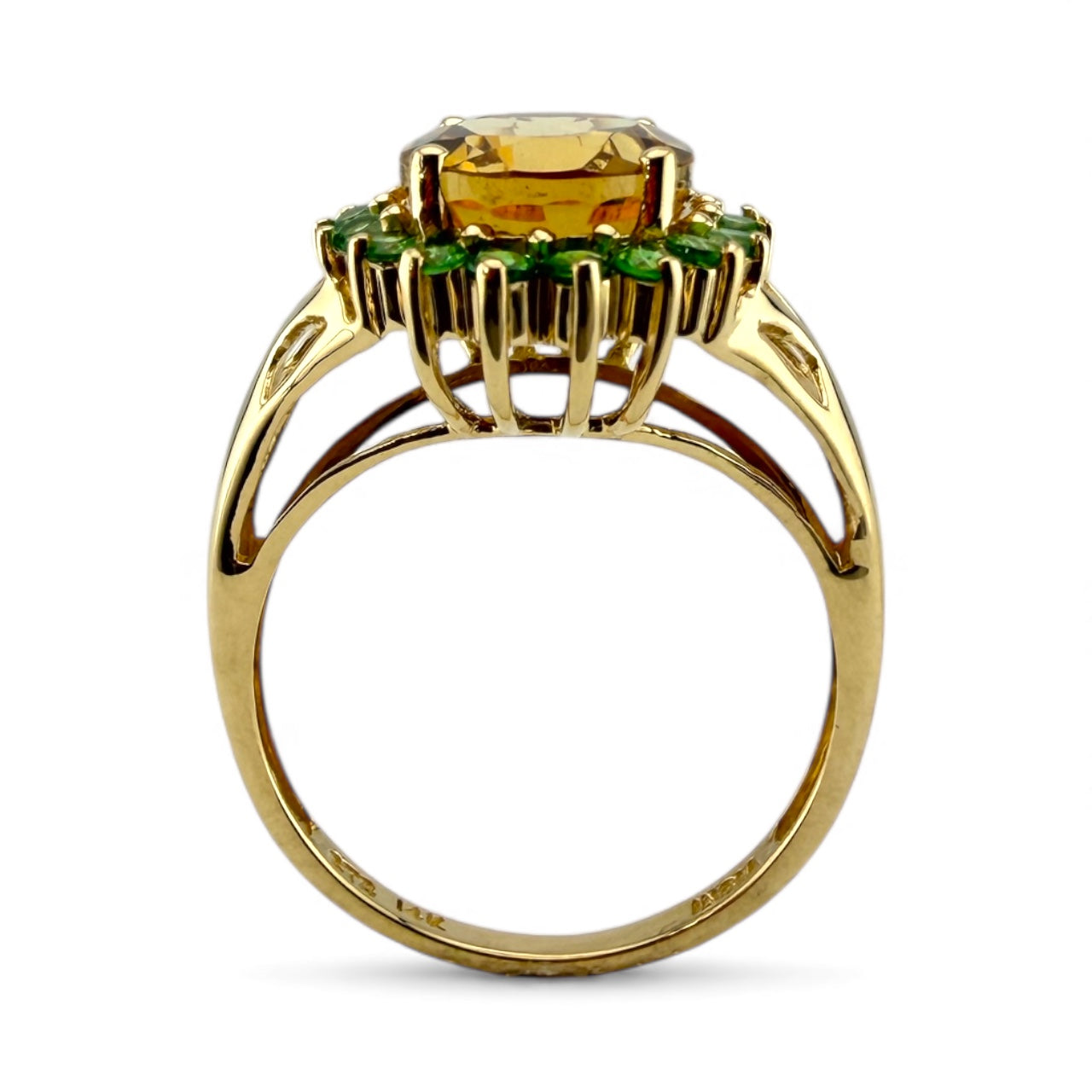 Yellow 14K Citrine & Tsavorite Ring