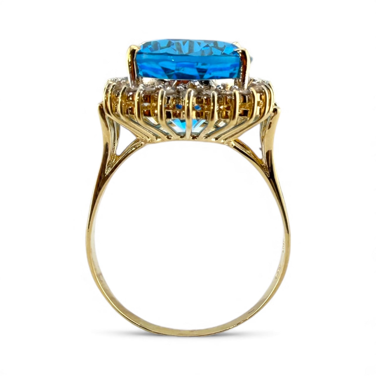 Yellow 14K Blue Topaz & .42CTW Diamond Ring