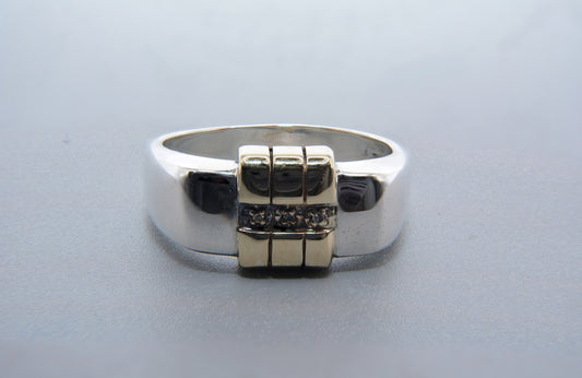 Sterling Silver & Y10K .015CTW Dia Ring