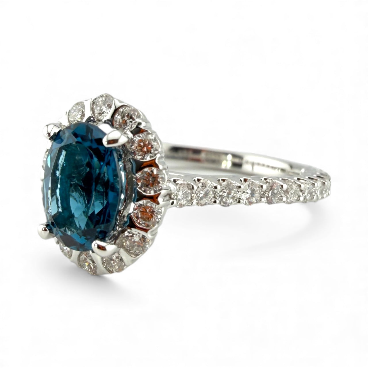 White 14K 1.37CT Blue Topaz & .79CTW Diamond Ring