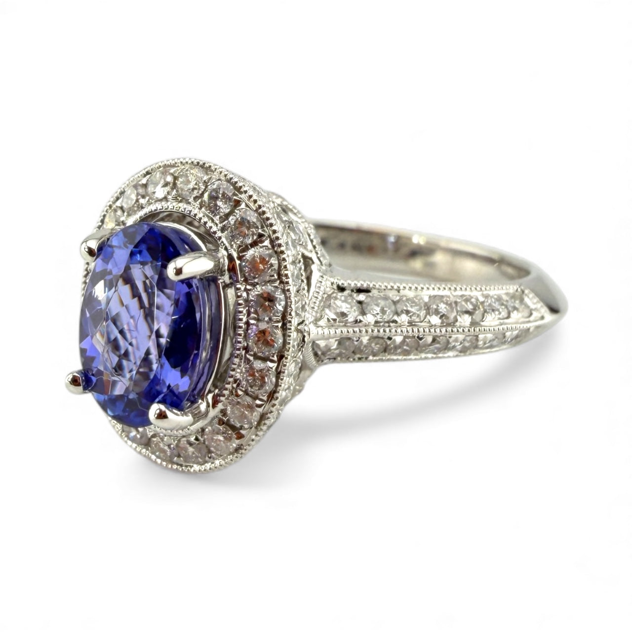 White 18K 1.27CT Tanzanite & .90CTW Diamond Ring