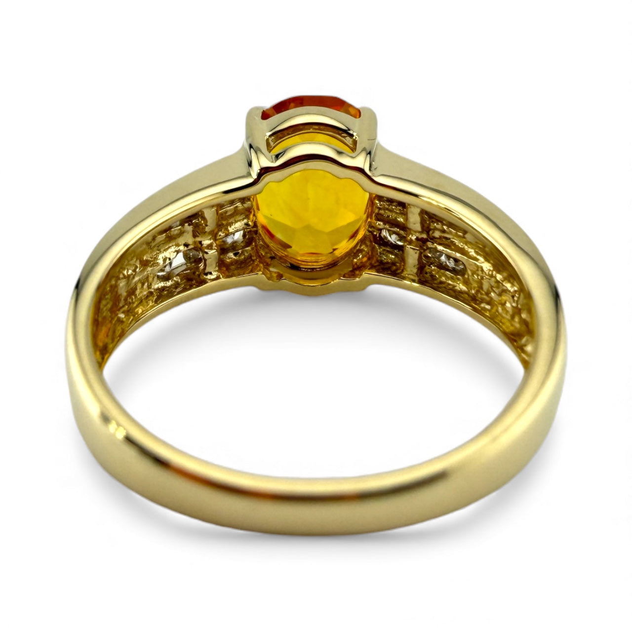 Y14K Citrine & .12CTW Diamond Ring