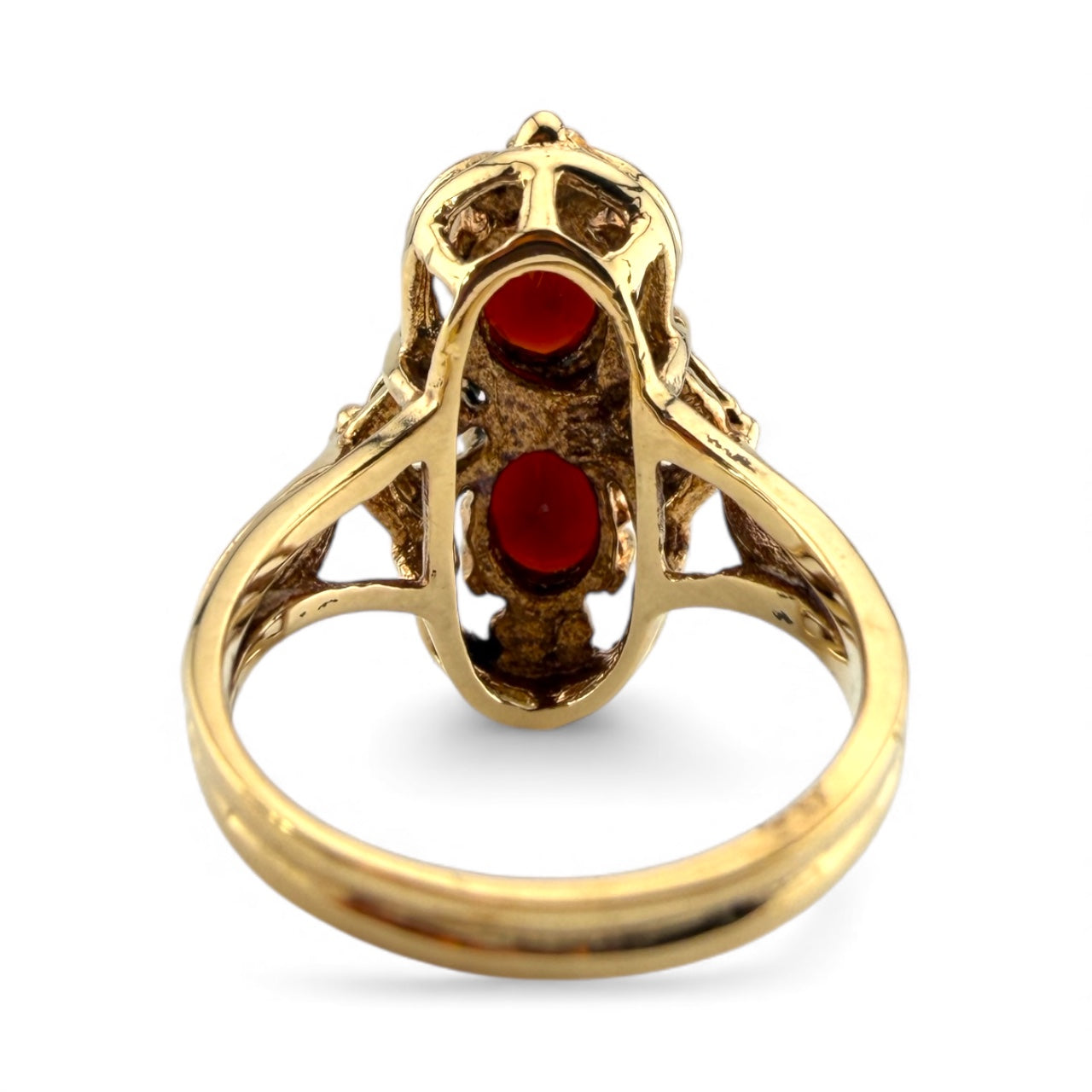 Yellow 10K Garnet & Pearl Ring