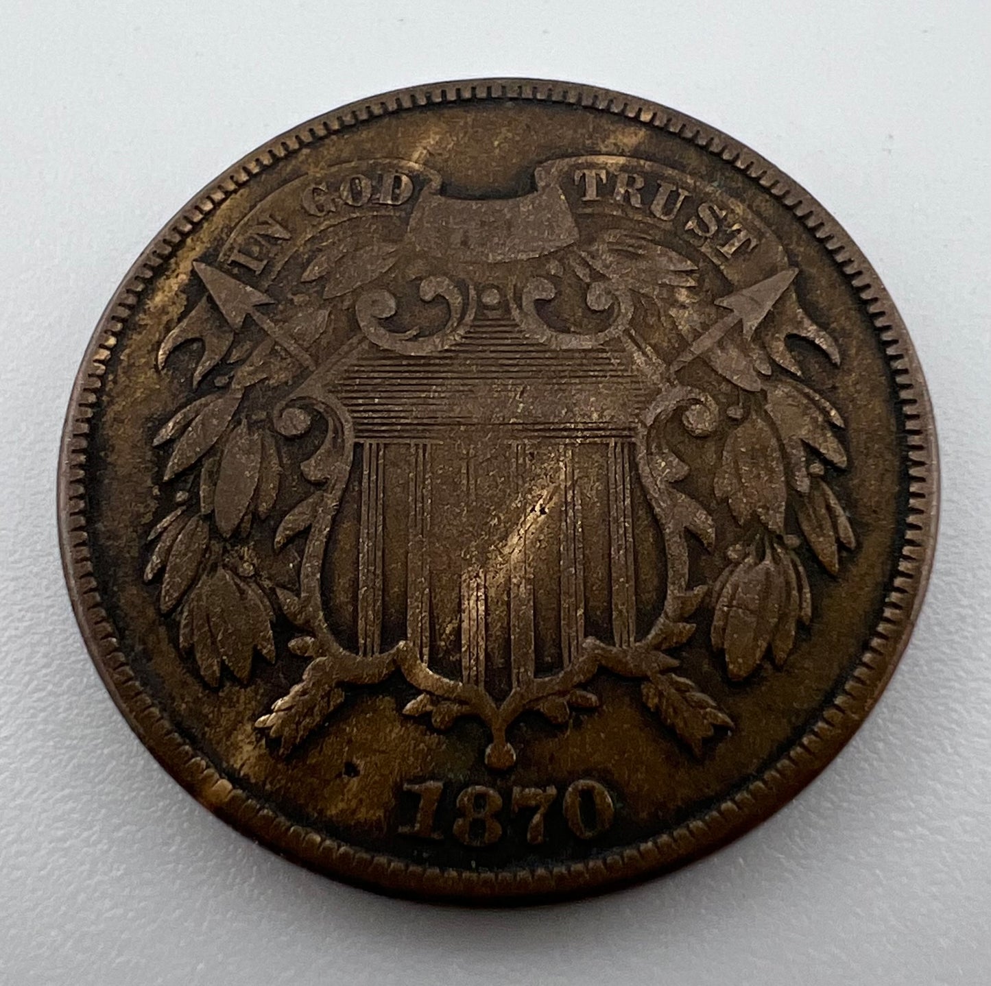 1870 2 Cents F-12
