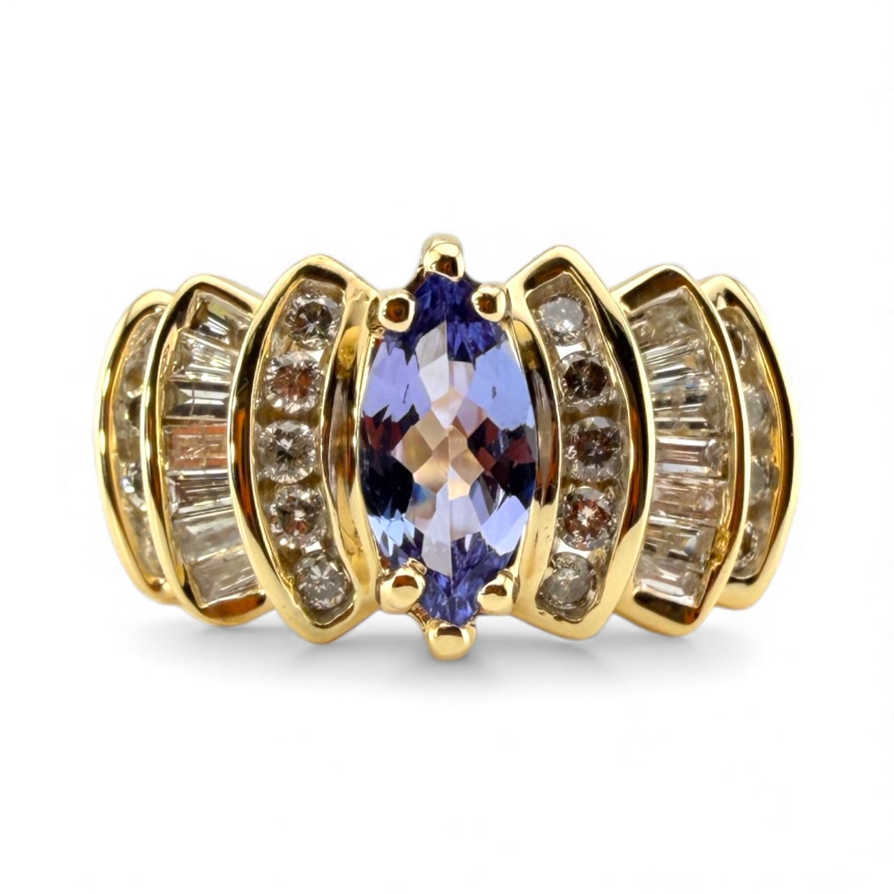 Yellow 14K 1CT Tanzanite & .66CTW Diamond Ring