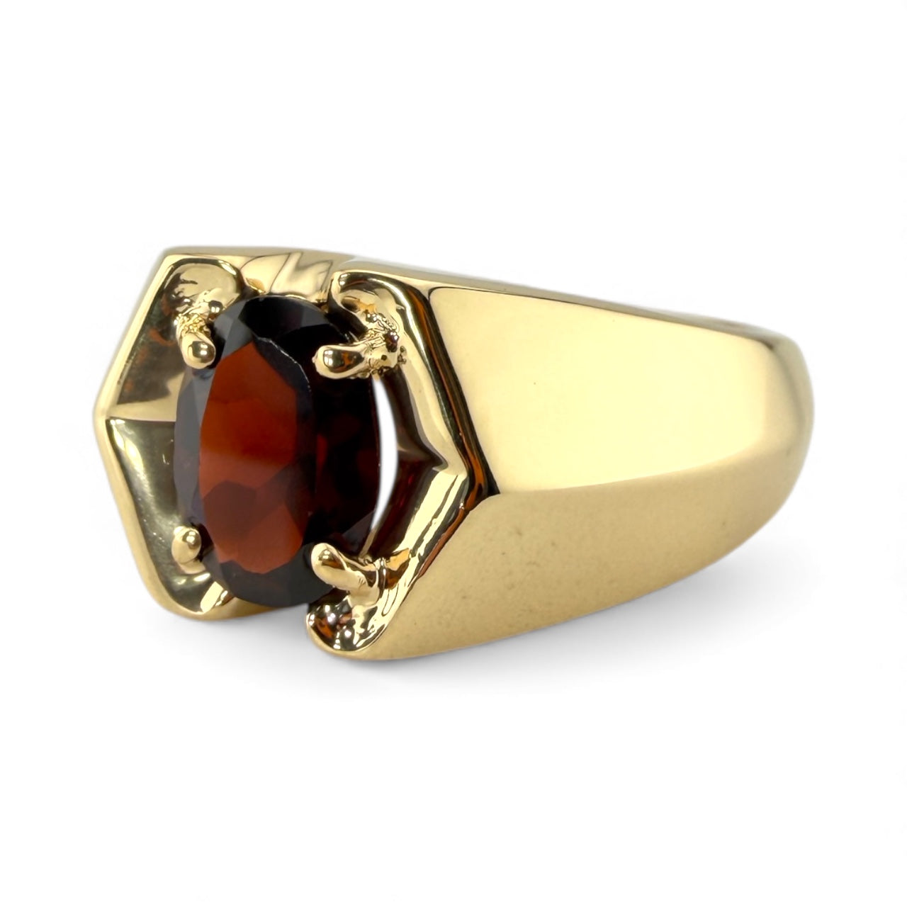 Yellow 14K Garnet Ring