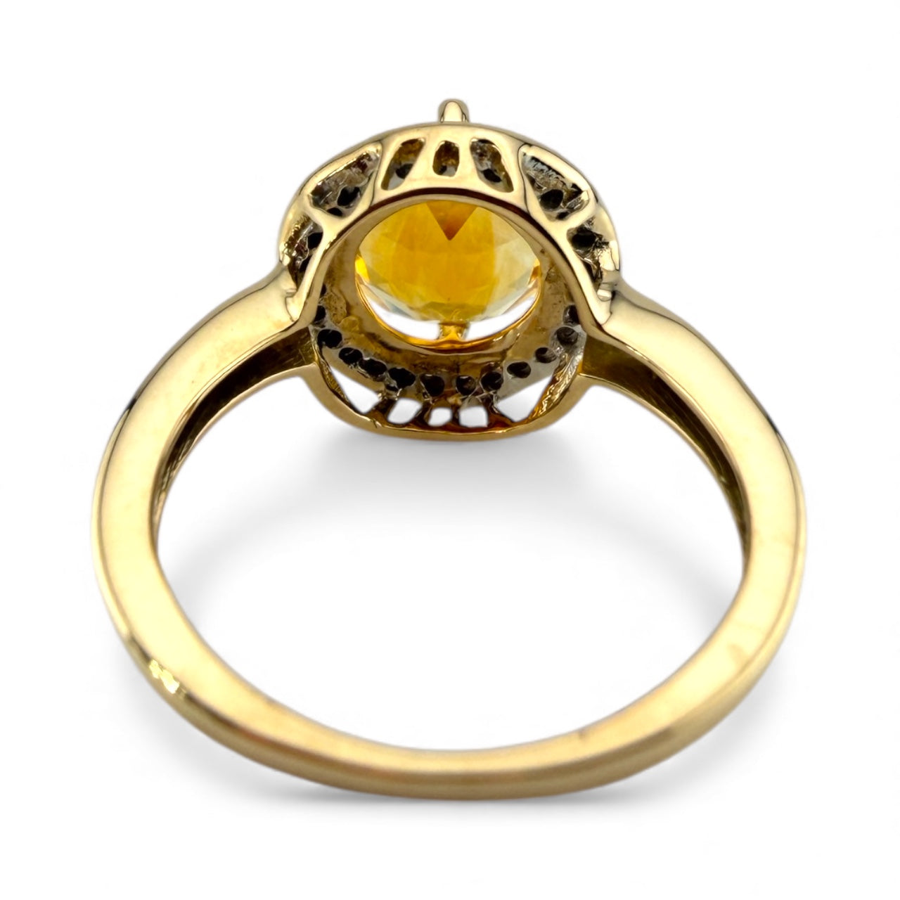 Yellow 10K Citrine & .14CTW Diamond Ring