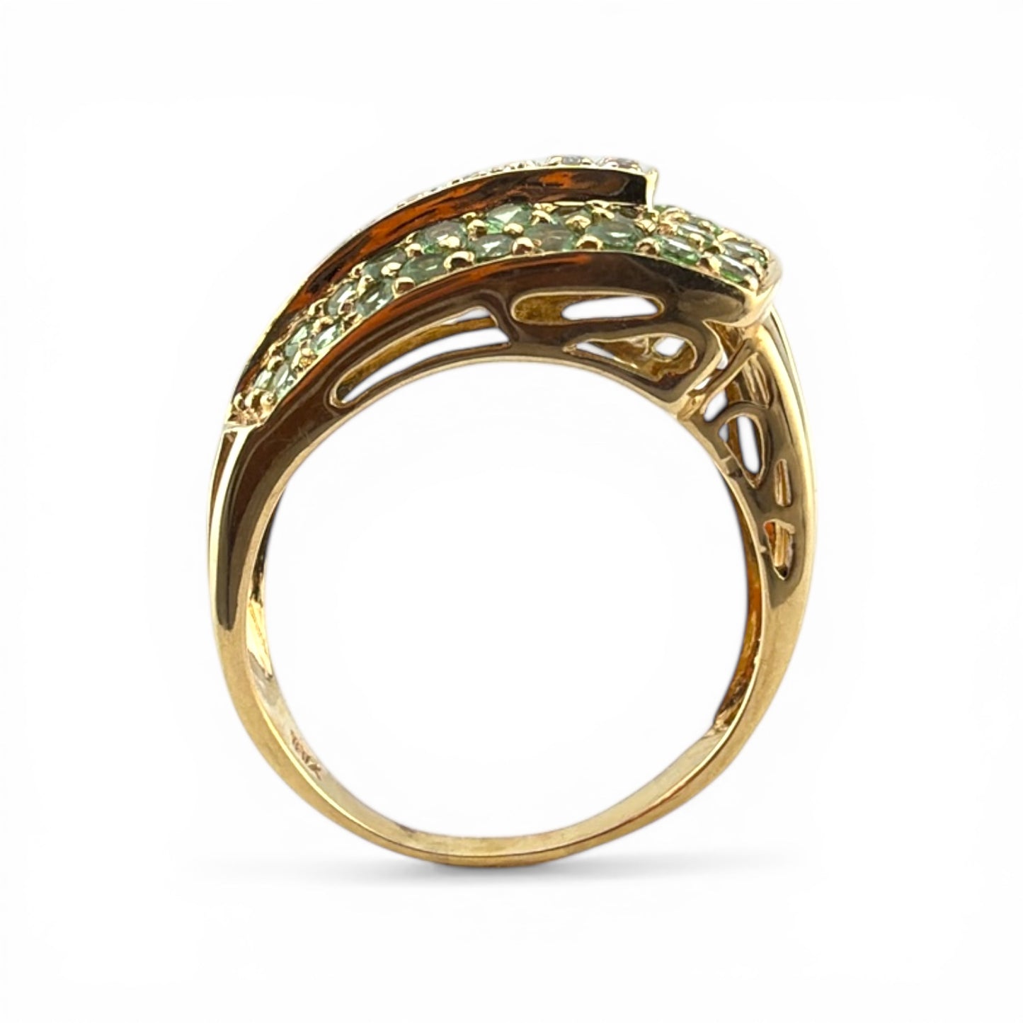 Yellow 10K Multi-Stone Peridot & Diamond Ring