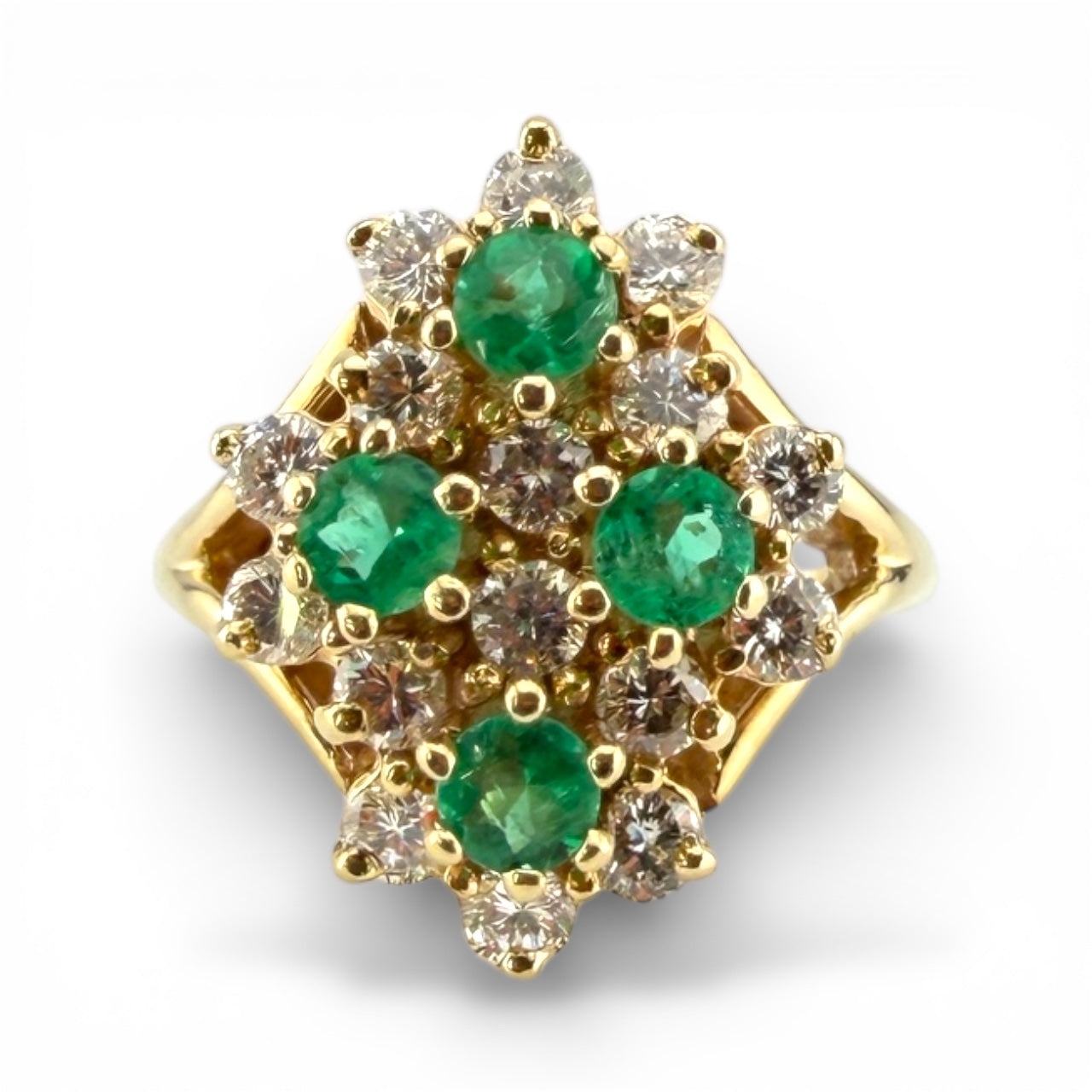 Yellow 14K Emerald & .56CTW Diamond Ring