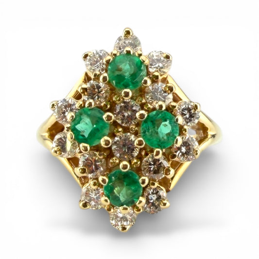 Yellow 14K Emerald & .56CTW Diamond Ring