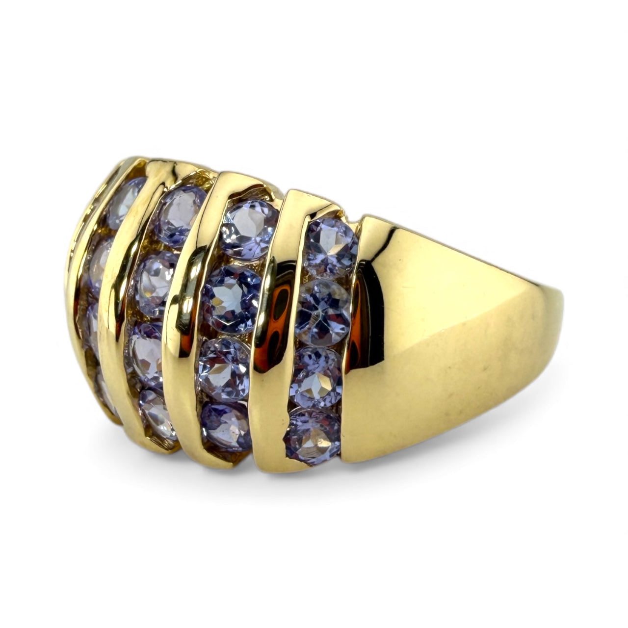 Yellow 10K Multi-Tanzanite Ring