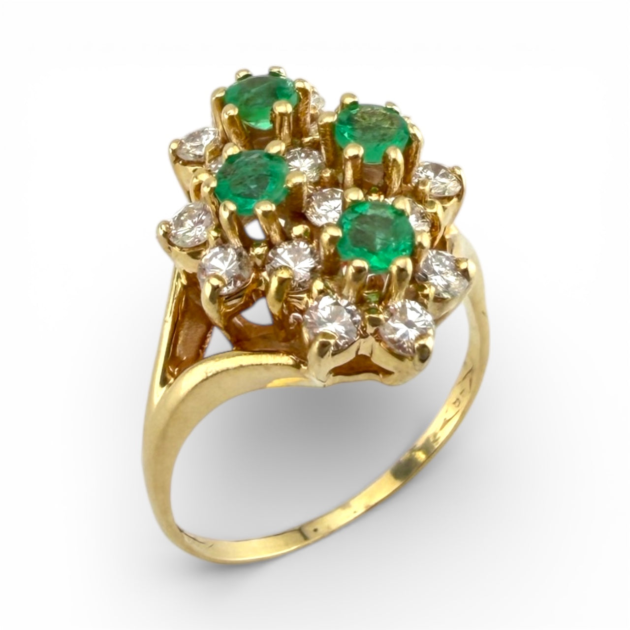 Yellow 14K Emerald & .56CTW Diamond Ring