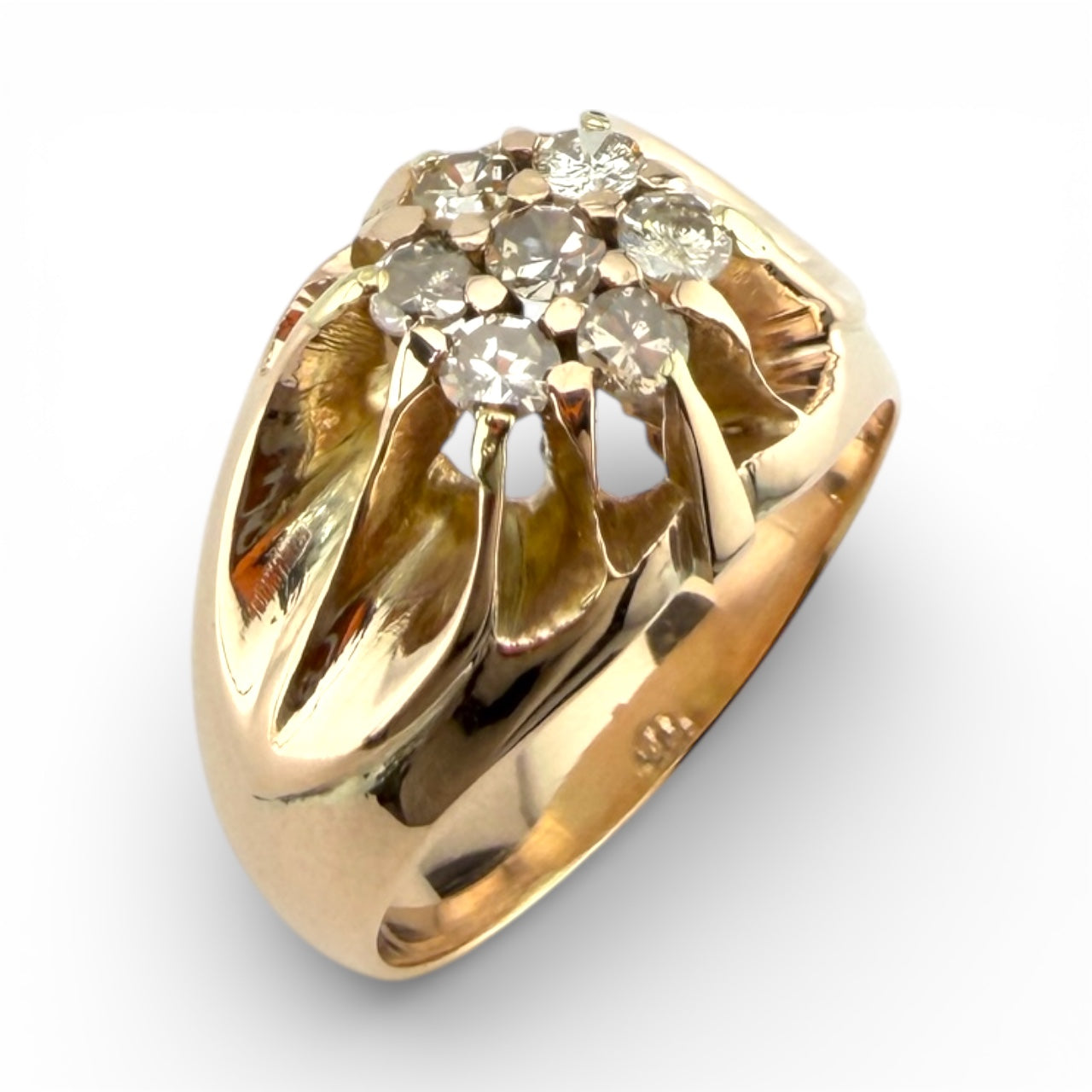Yellow 9K .42CTW Diamond Cluster Ring