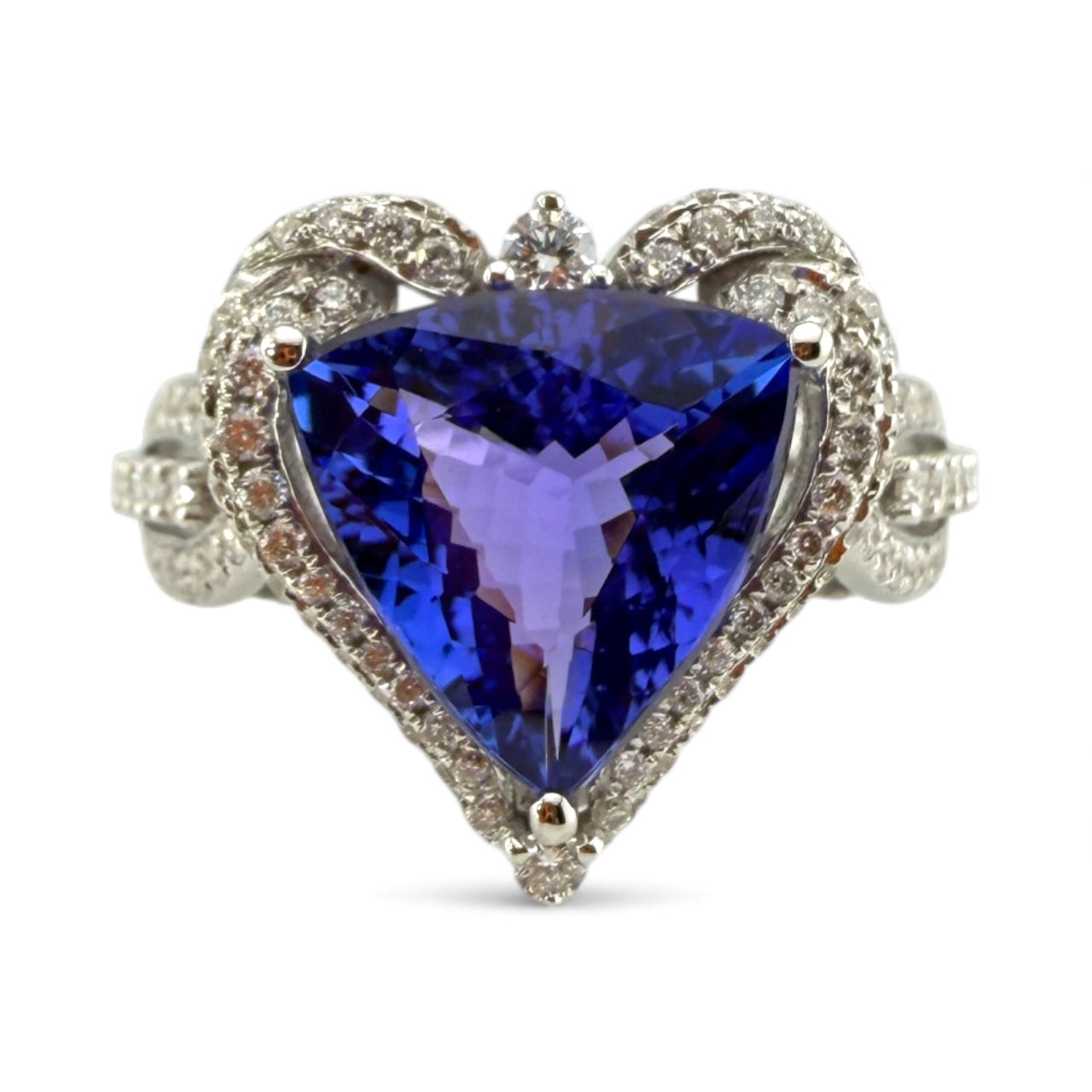 White 18K 3.24CT Tanzanite & .61CTW Diamond Heart Ring