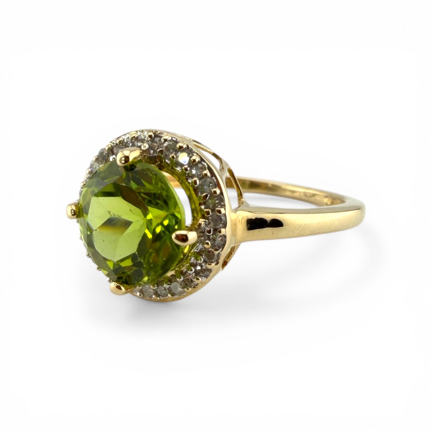 Yellow 10K .14CTW Diamond & Peridot Ring