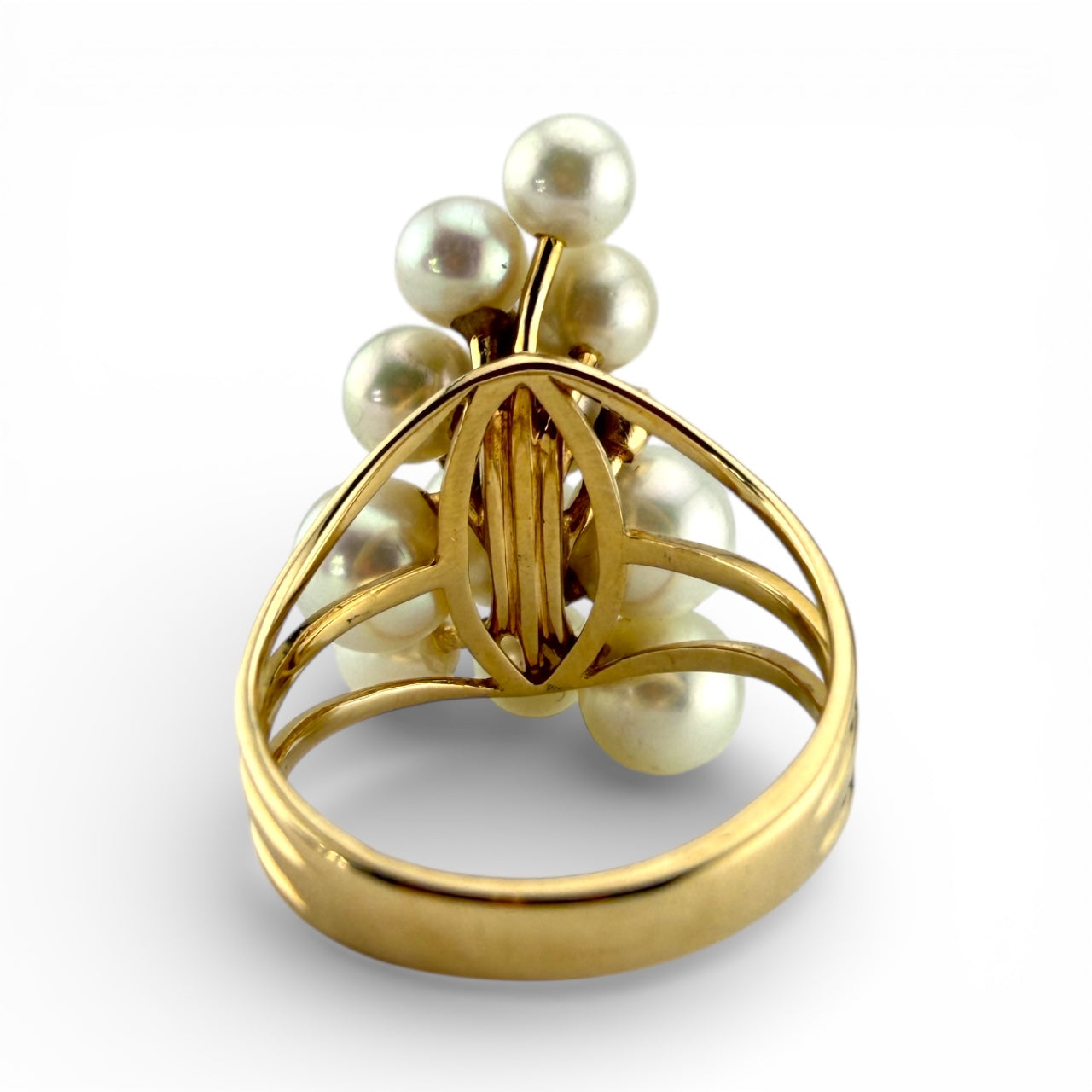 Yellow 14K Multi-Pearl & Diamond Ring