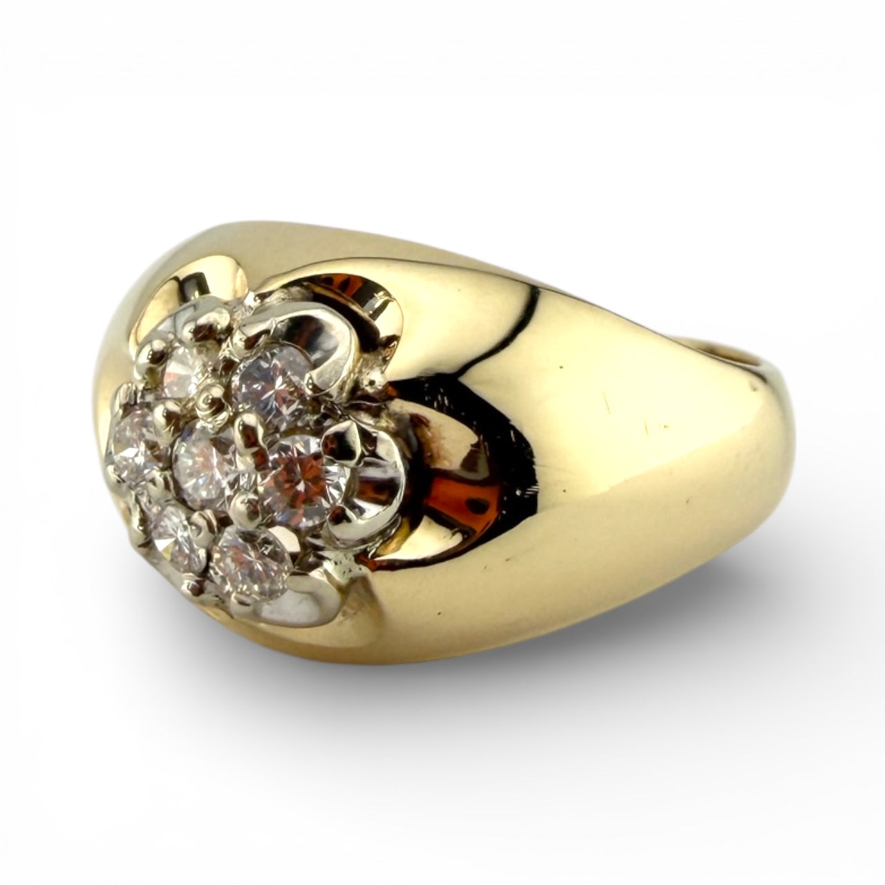 Yellow 14K .36CTW Diamond Cluster Ring