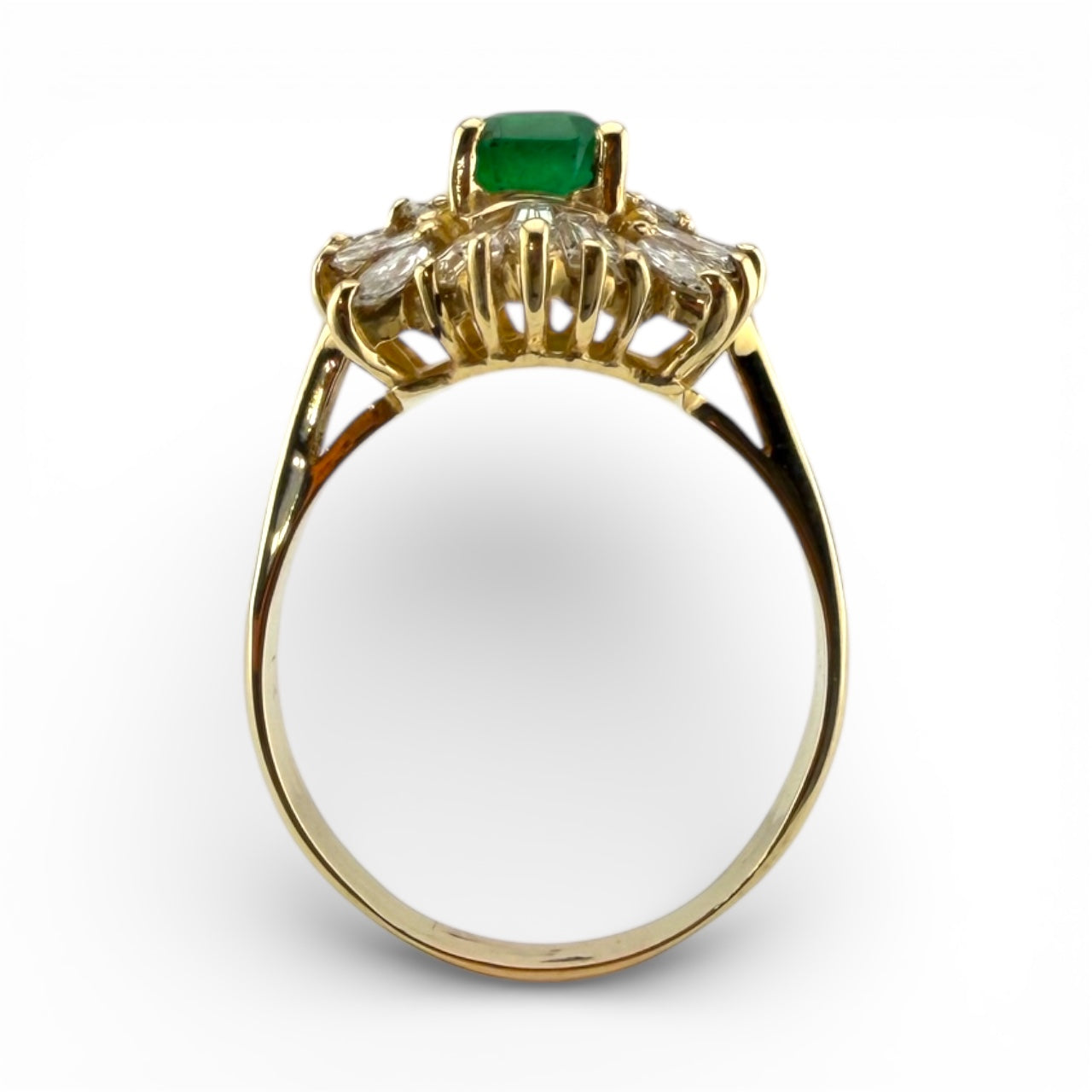Yellow 14K 1CT Emerald & 1CTW Diamond Ring