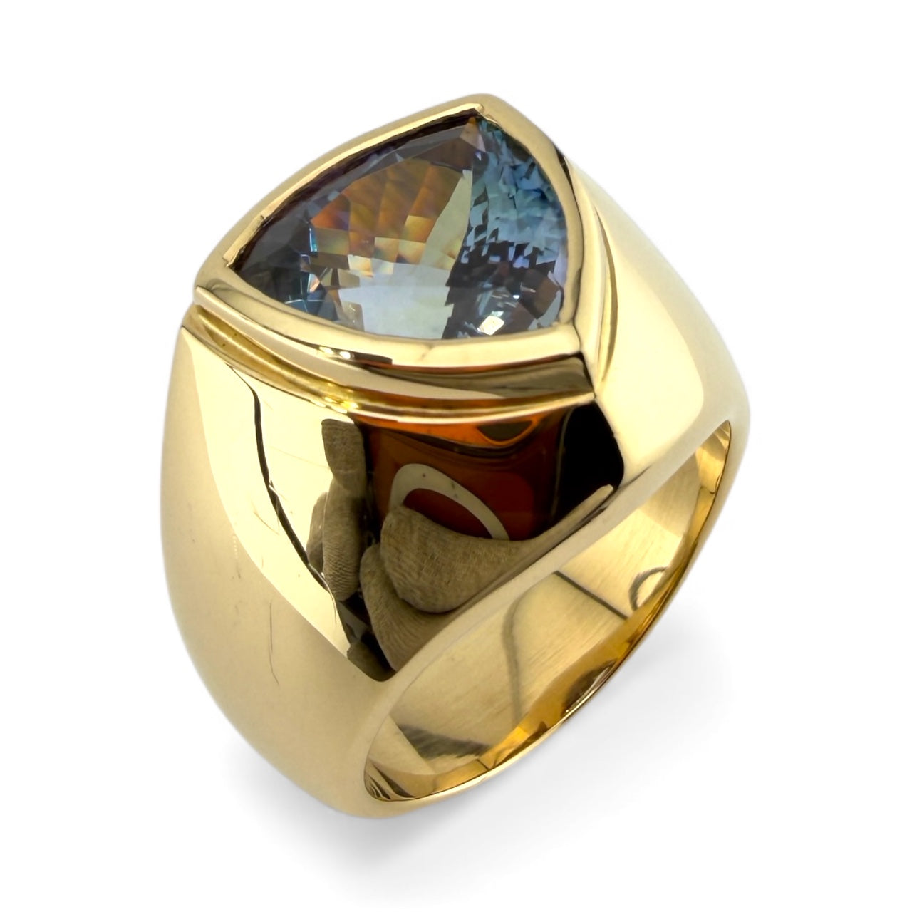 14K 7.16CT Tanzanite Trillion Ring