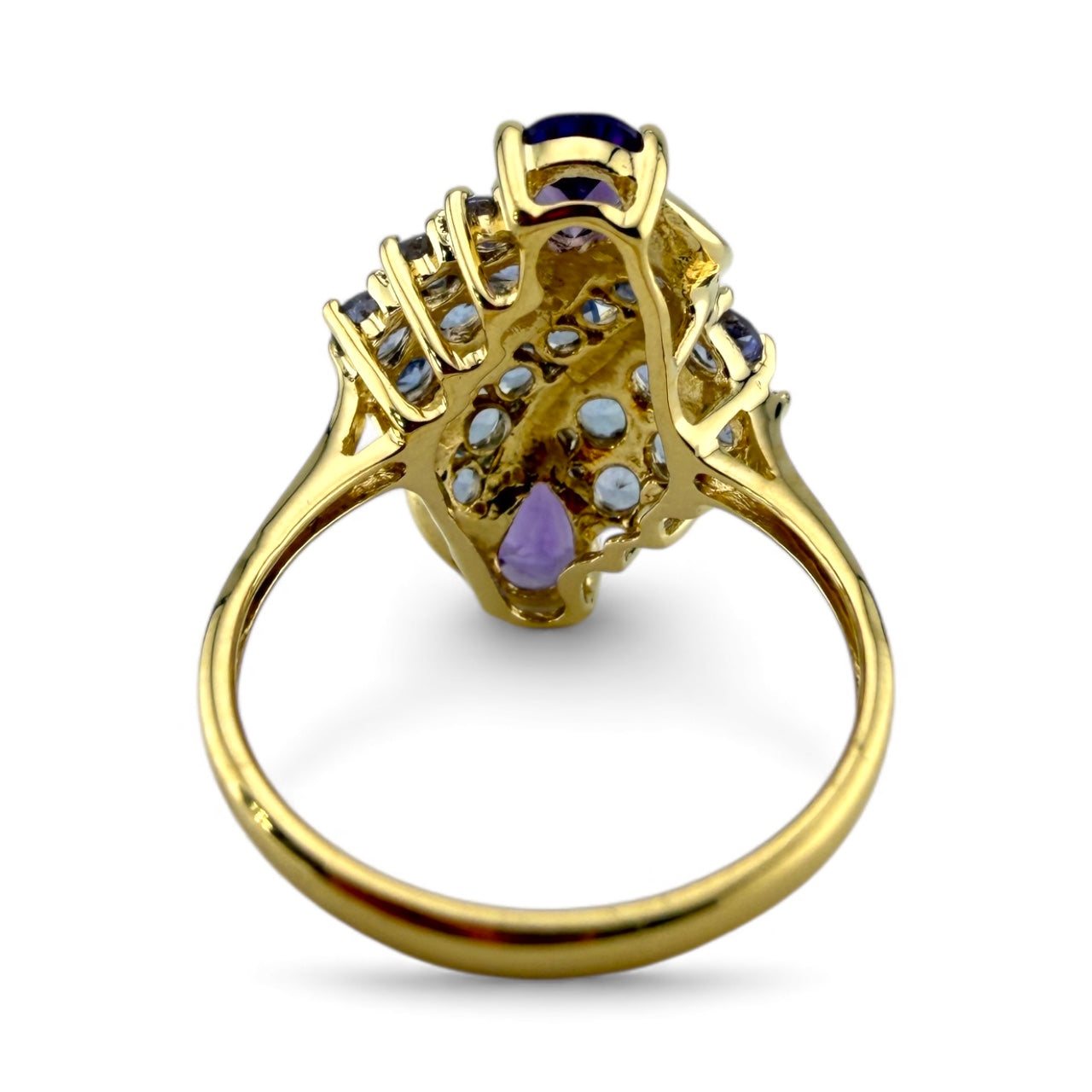 Yellow 14K Amethyst & Tanzanite Ring