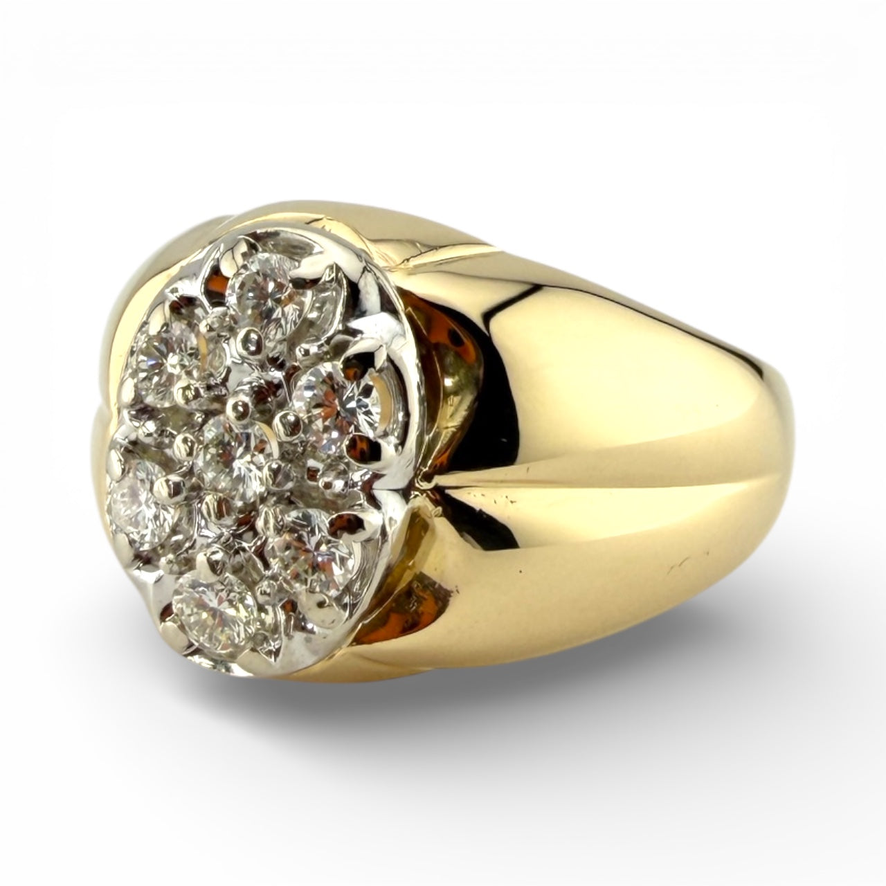 Yellow 14K .50CTW Diamond Cluster Ring