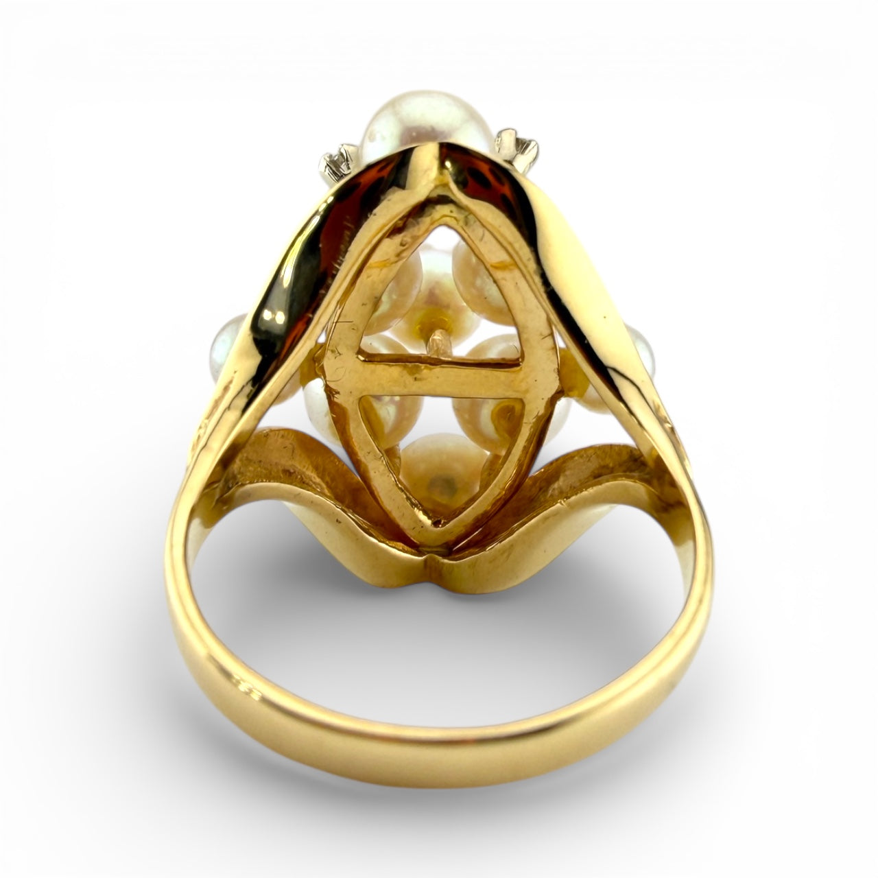 Yellow 14K Pearl & .03CTW Diamond w/Leaf Design Ring