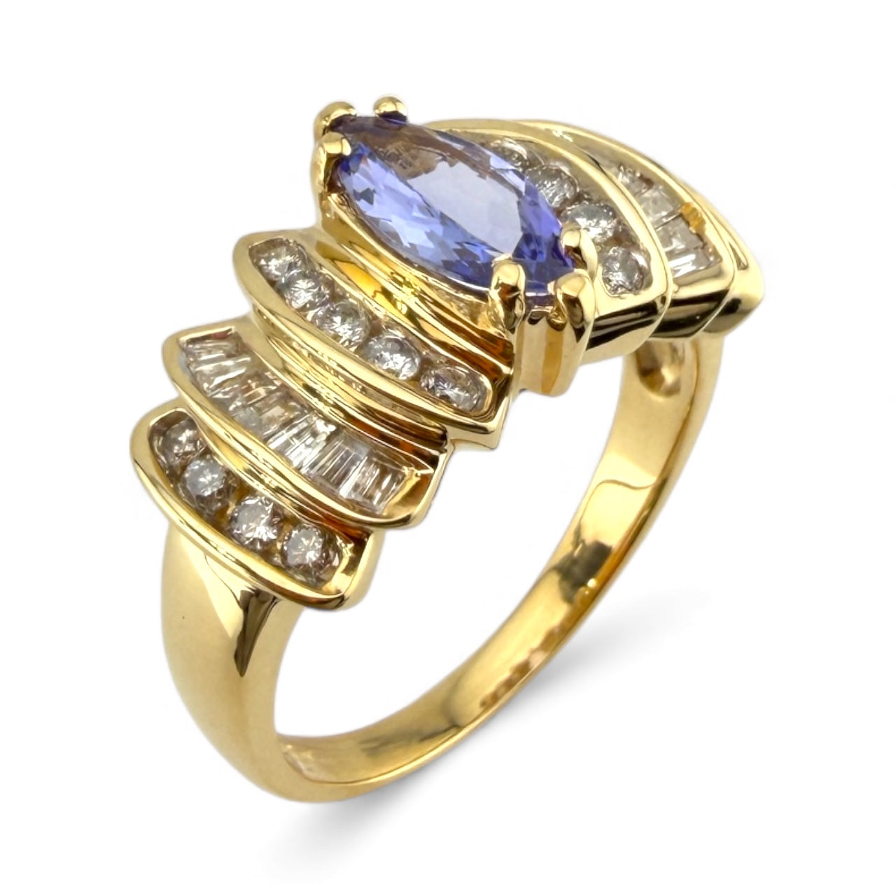 Yellow 14K 1CT Tanzanite & .66CTW Diamond Ring