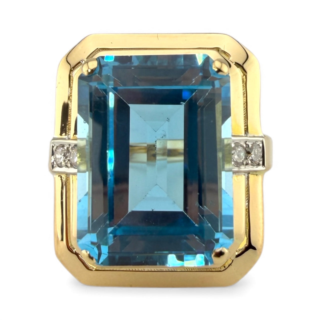Yellow 14K Blue Topaz & .12CTW Diamond Ring