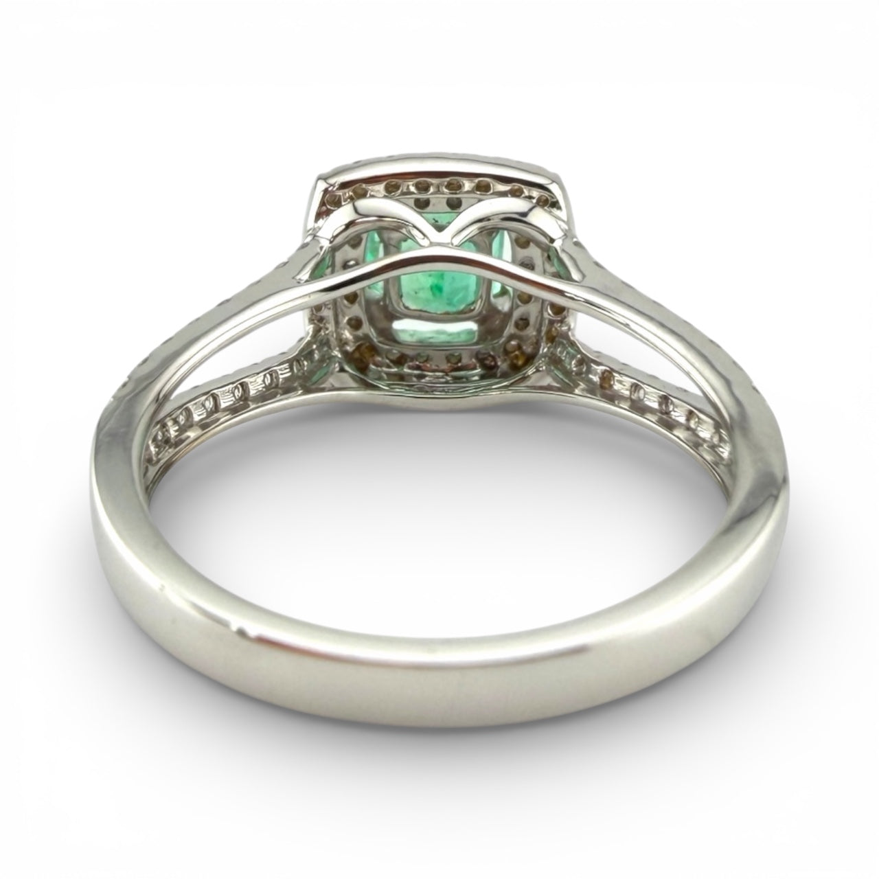 White 18K .84CT Emerald & .53CTW Diamond Ring