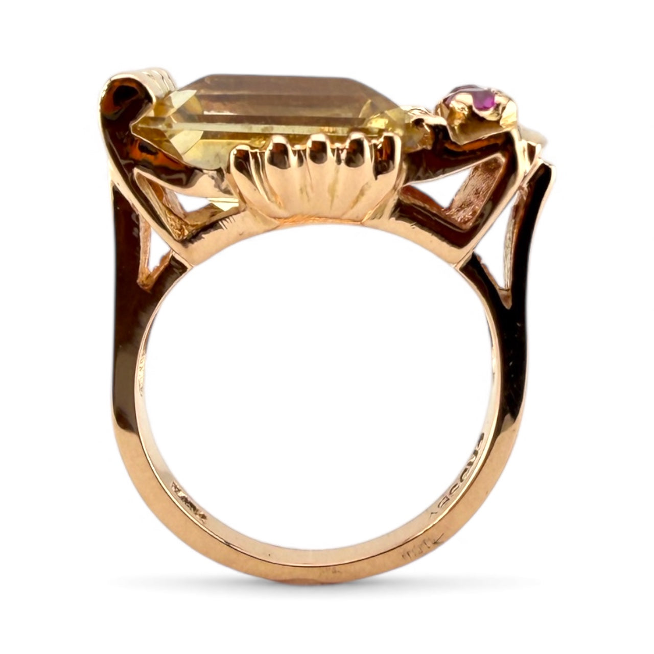 14K Rose Gold “Crosby” Citrine & Ruby Ring