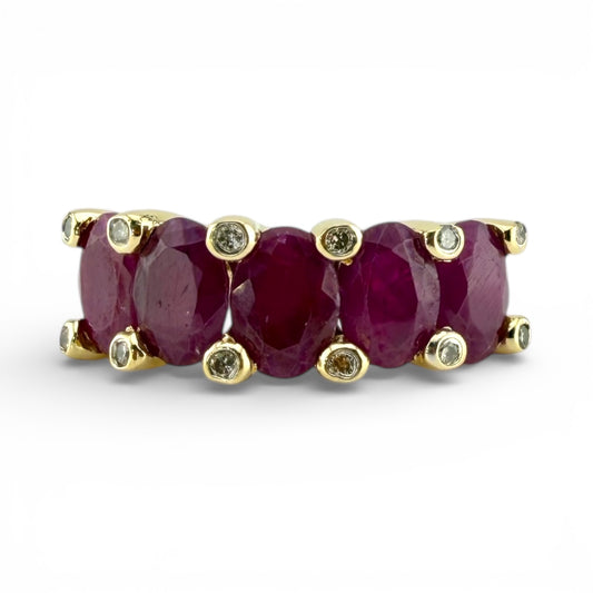 Yellow 14K 5CTW Ruby & Diamond Ring
