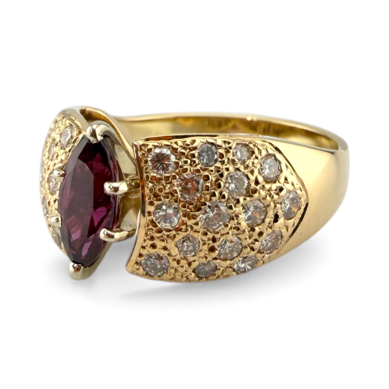 Yellow 14K Garnet & .60CTW Diamond Ring