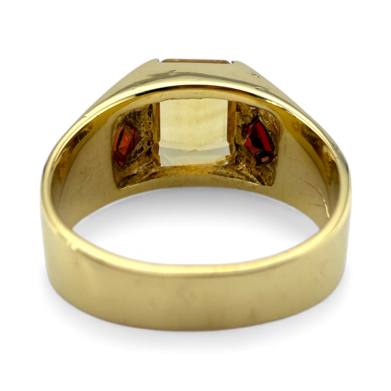 Yellow 14K Citrine & Garnet Ring