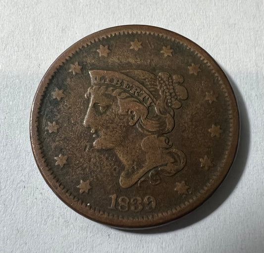 1839 Large Cent VF-20